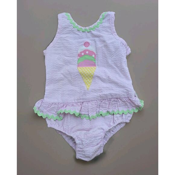 Funtasia Too Ice Cream Cone Seersucker Swimsuit 2T - Picture 1 of 6